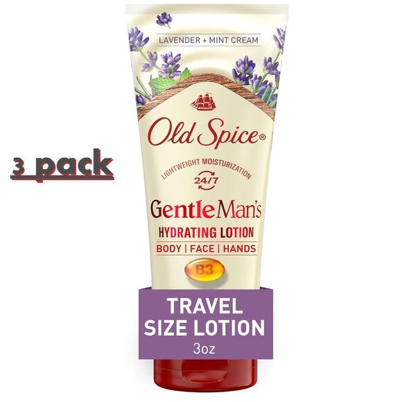3X Old Spice Gentle Man's Hydrating Lotion for Body/Face/Hands Lavender + mint - Picture 1 of 5